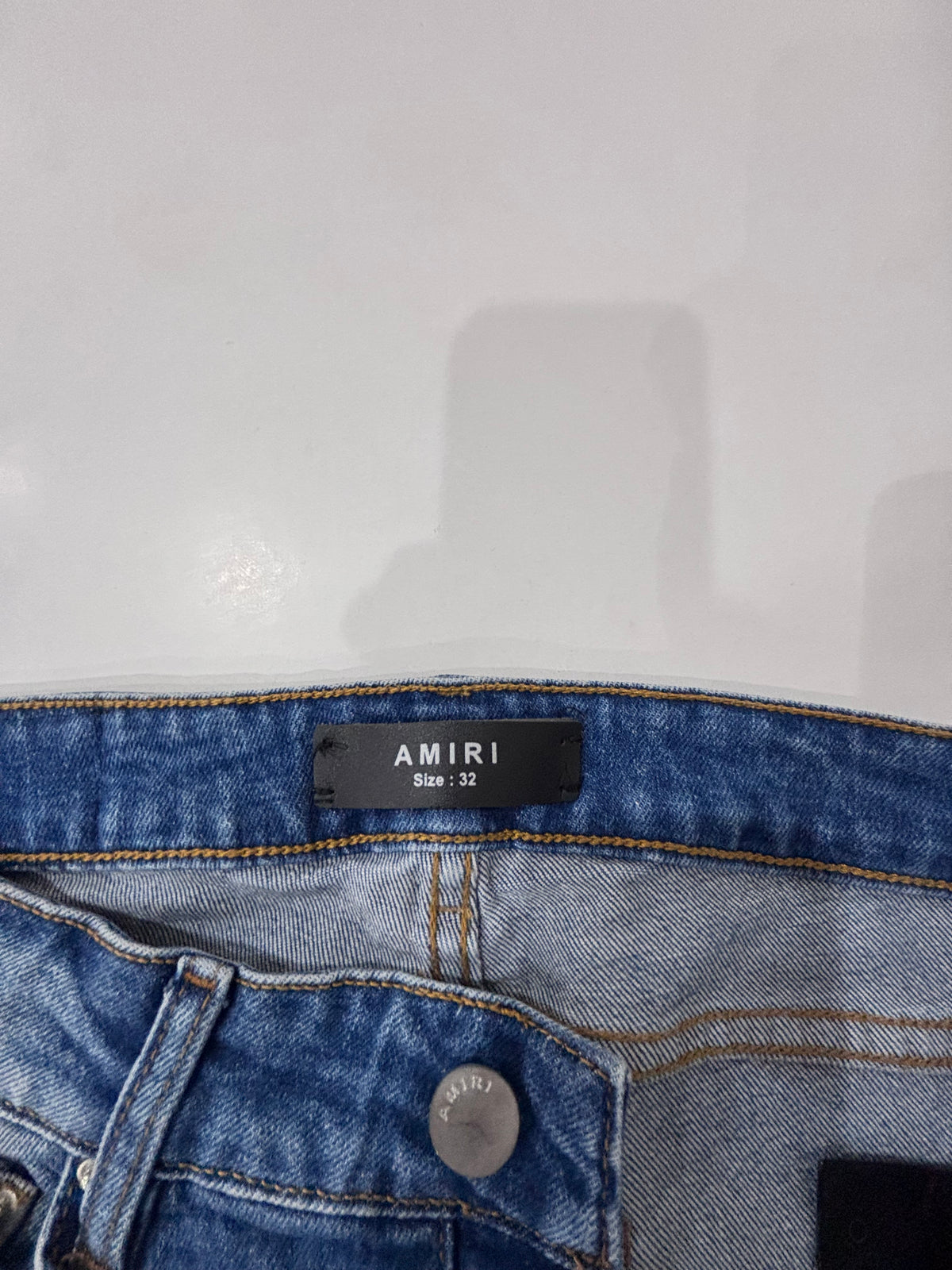 Amiri Blue Distressed Patch Jeans - image 3