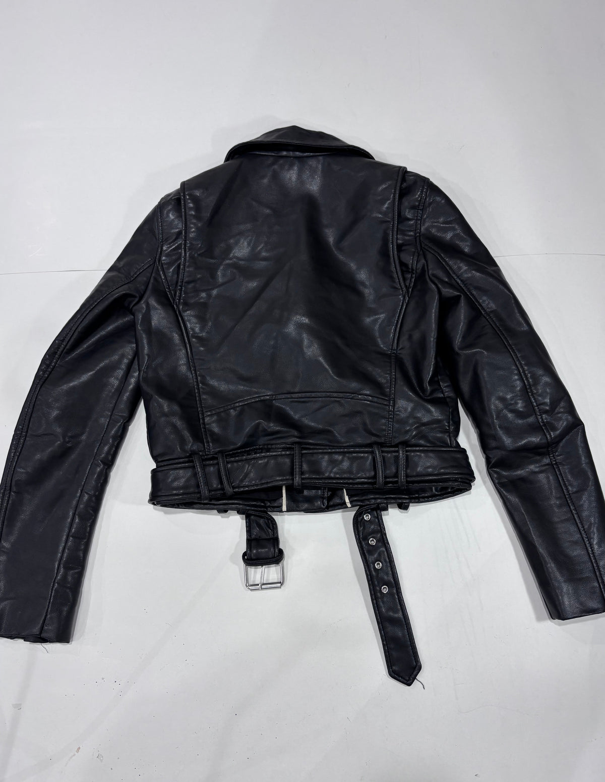 Zara Black Belted Biker Jacket - Thriftly