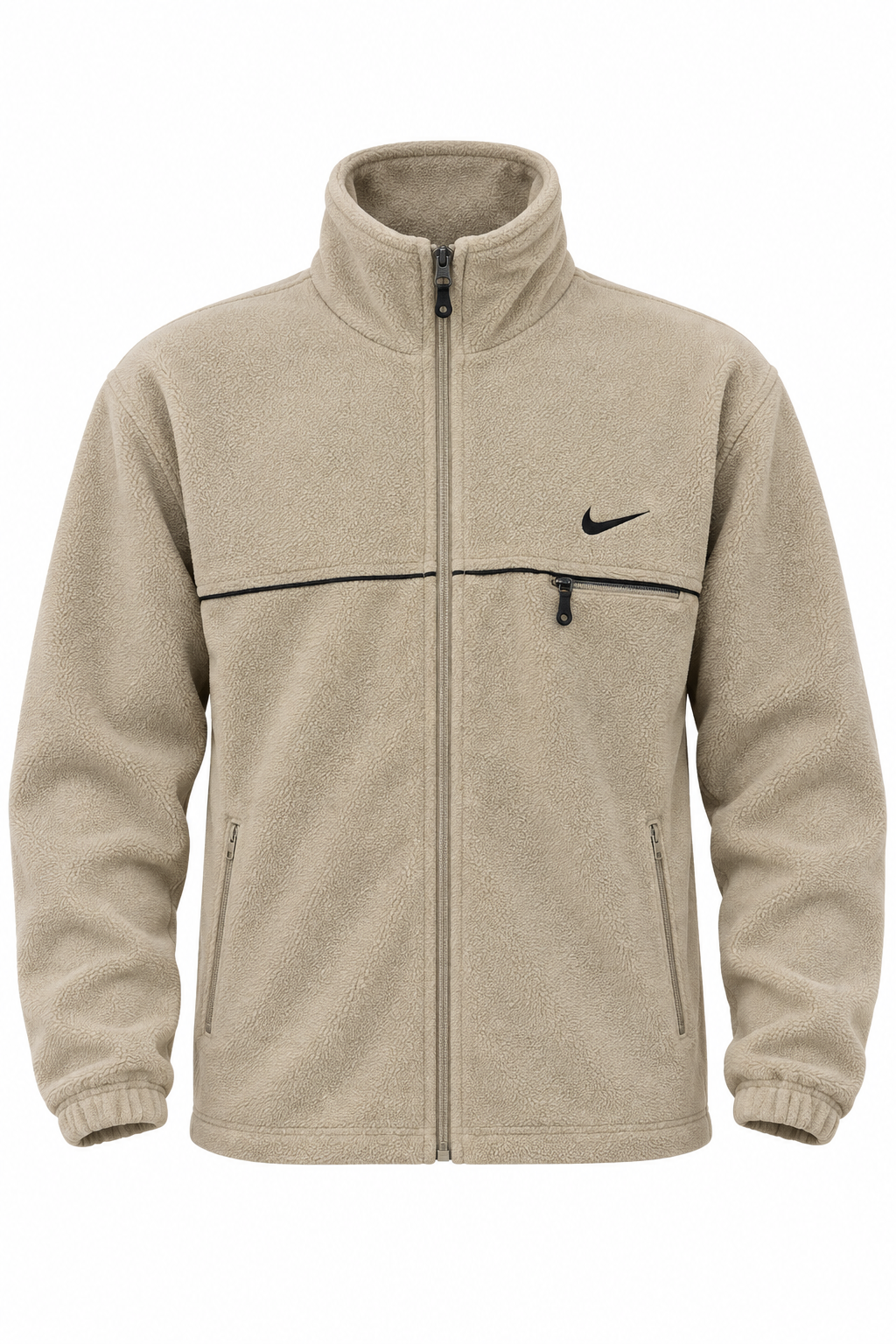 Nike Beige Fleece Full-Zip Jacket - Thriftly