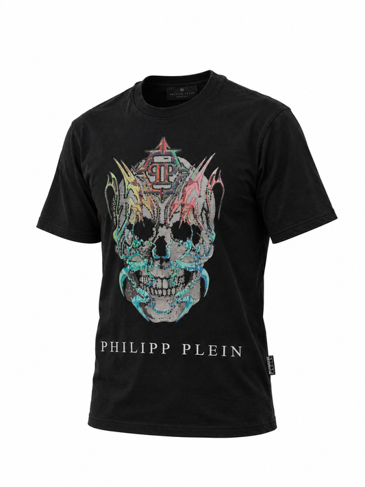 Philipp Plein Black Skull Graphic T-Shirt Preowned Mens Size M