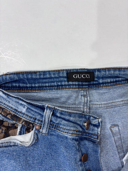 Gucci Light Blue Distressed Monogram Jeans - image 4