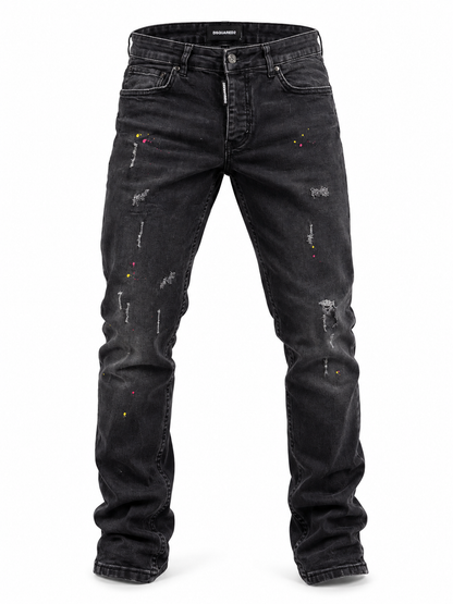 Dsquared2 Black Distressed Paint-Splatter Jeans - image 1