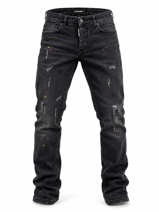 Dsquared2 Black Distressed Paint-Splatter Jeans - image 1