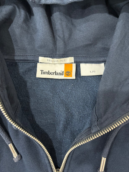 Timberland Men’s  Full Zip Drawstring Navy Blue Hoodie Preowned