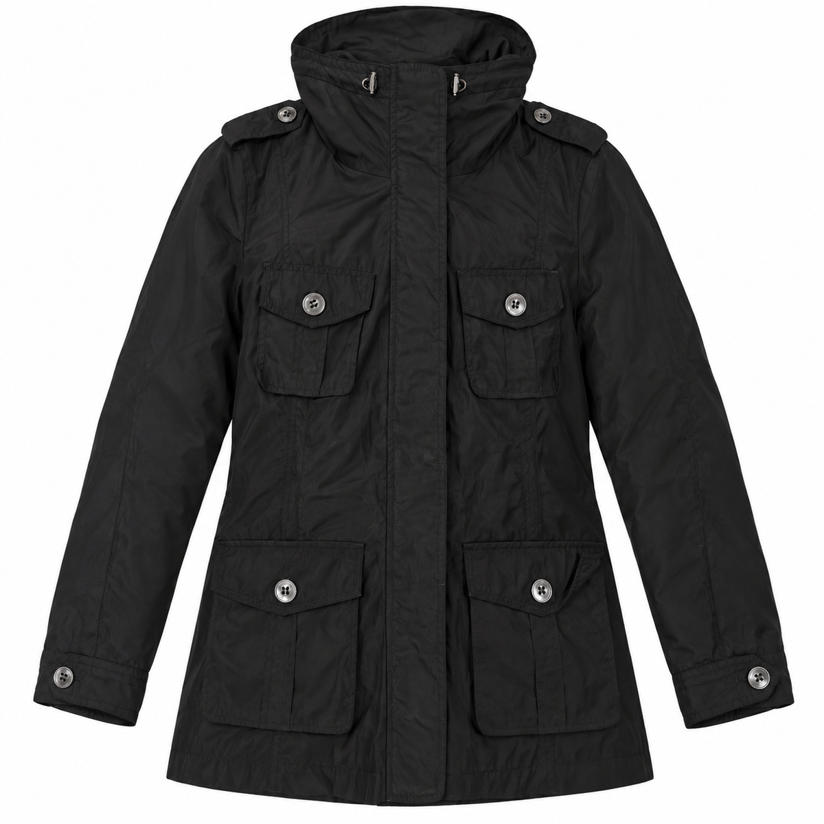 Unbranded Womens Black Hooded Utility Parka