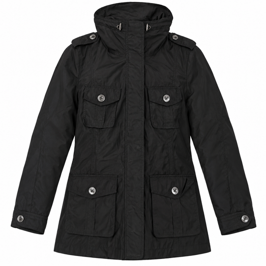 Unbranded Womens Black Hooded Utility Parka