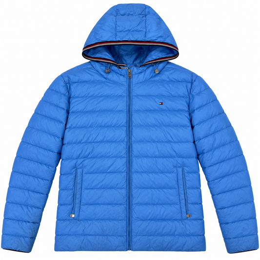Tommy Hilfiger Womens Blue Hooded Puffer Jacket