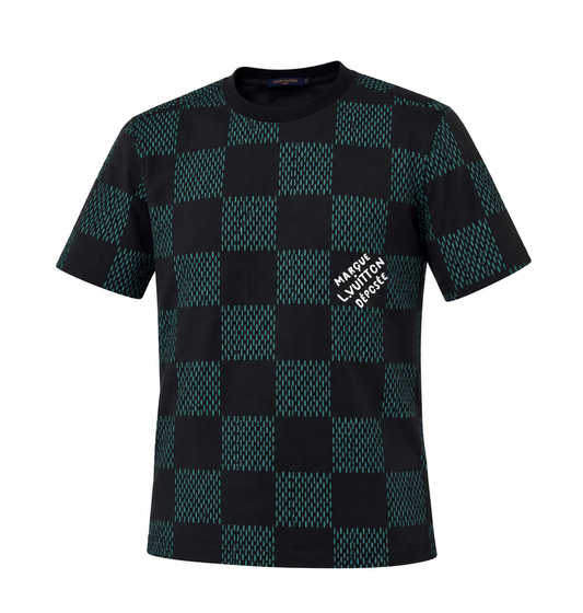 Louis Vuitton Black & Green Monogram Checker T-Shirt