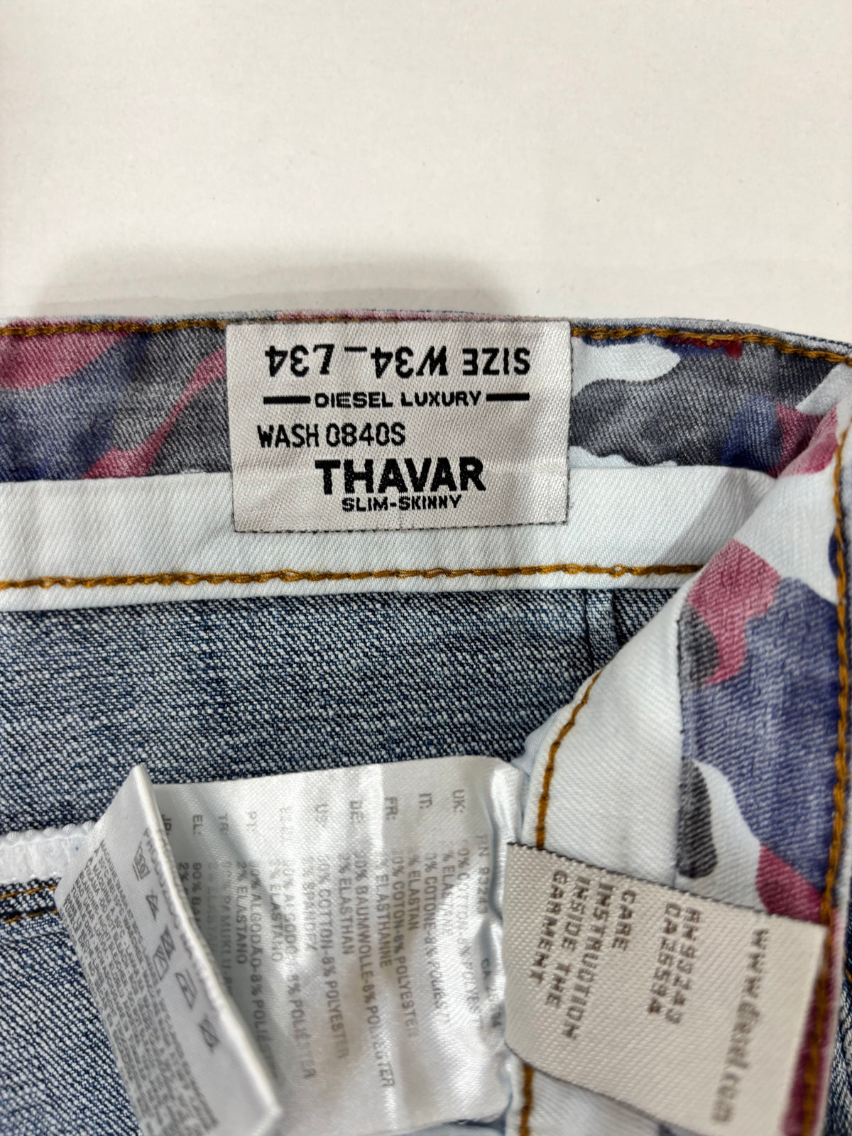 Diesel Men’s Skinny Jeans Washed Preowned