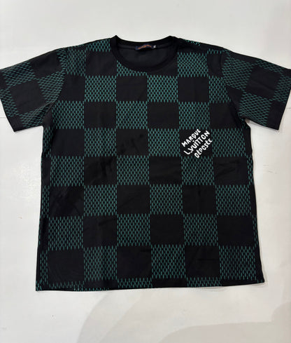 Louis Vuitton black and teal monogram checker T-shirt