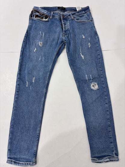 Gucci Light Blue Distressed Monogram Jeans - image 2