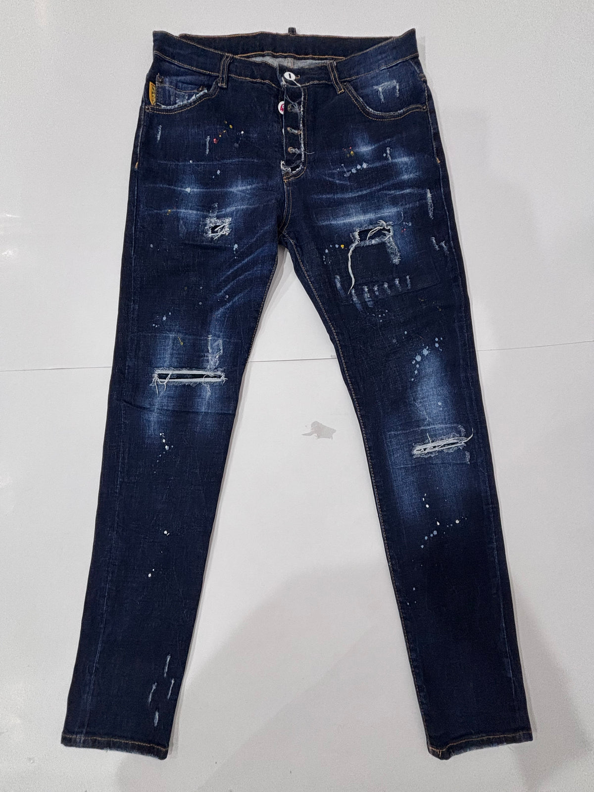 Dsquared2 Dark Blue Distressed Paint-Splatter Jeans - image 2