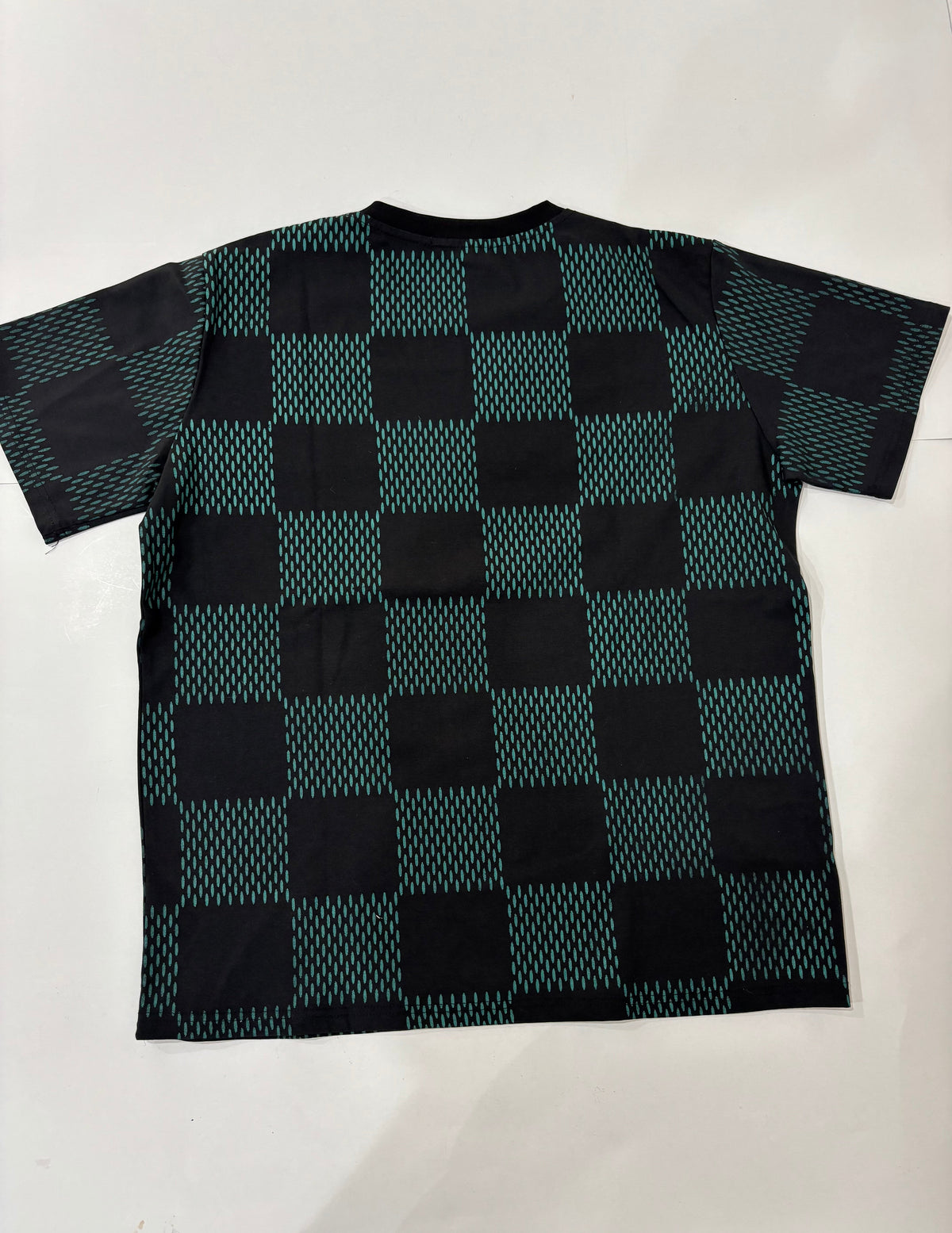 Louis Vuitton black and teal monogram checker T-shirt