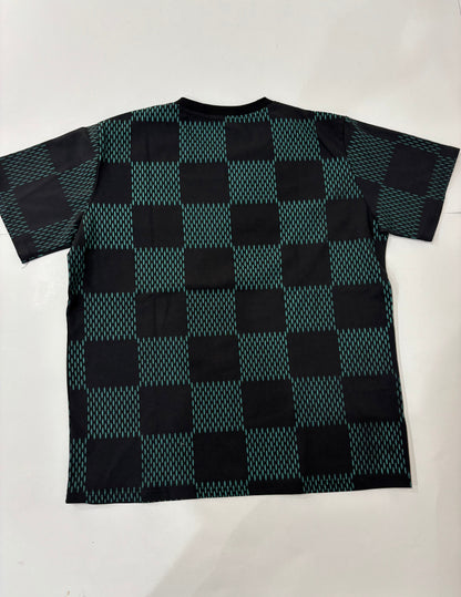Louis Vuitton black and teal monogram checker T-shirt