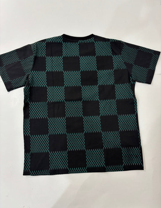 Louis Vuitton black and teal monogram checker T-shirt