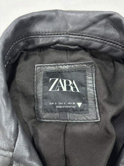 Zara Black Cropped Biker Jacket - Thriftly