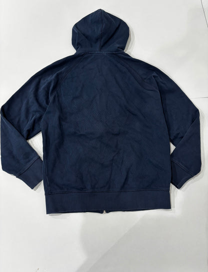 Timberland Men’s  Full Zip Drawstring Navy Blue Hoodie Preowned