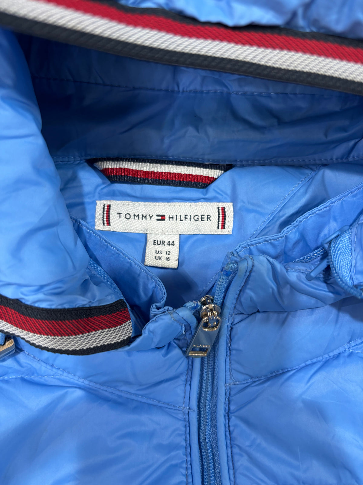 Tommy Hilfiger Womens Blue Hooded Puffer Jacket