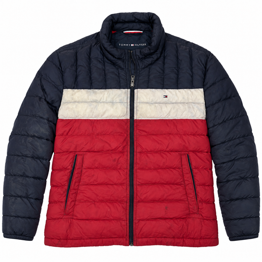 Tommy Hilfiger Mens Navy Red Quilted Puffer Jacket