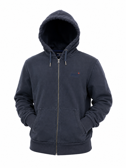 Superdry Men’s Navy Blue Full Zip Up 2000’s Vintage Preowned