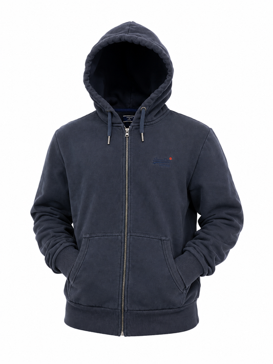 Superdry Men’s Navy Blue Full Zip Up 2000’s Vintage Preowned