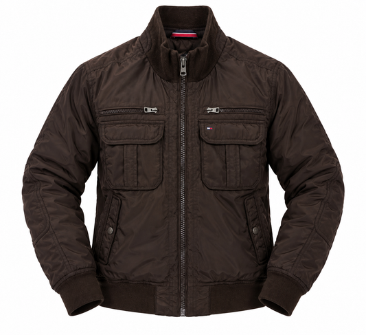 Tommy Hilfiger Brown Military Bomber Jacket - Thriftly