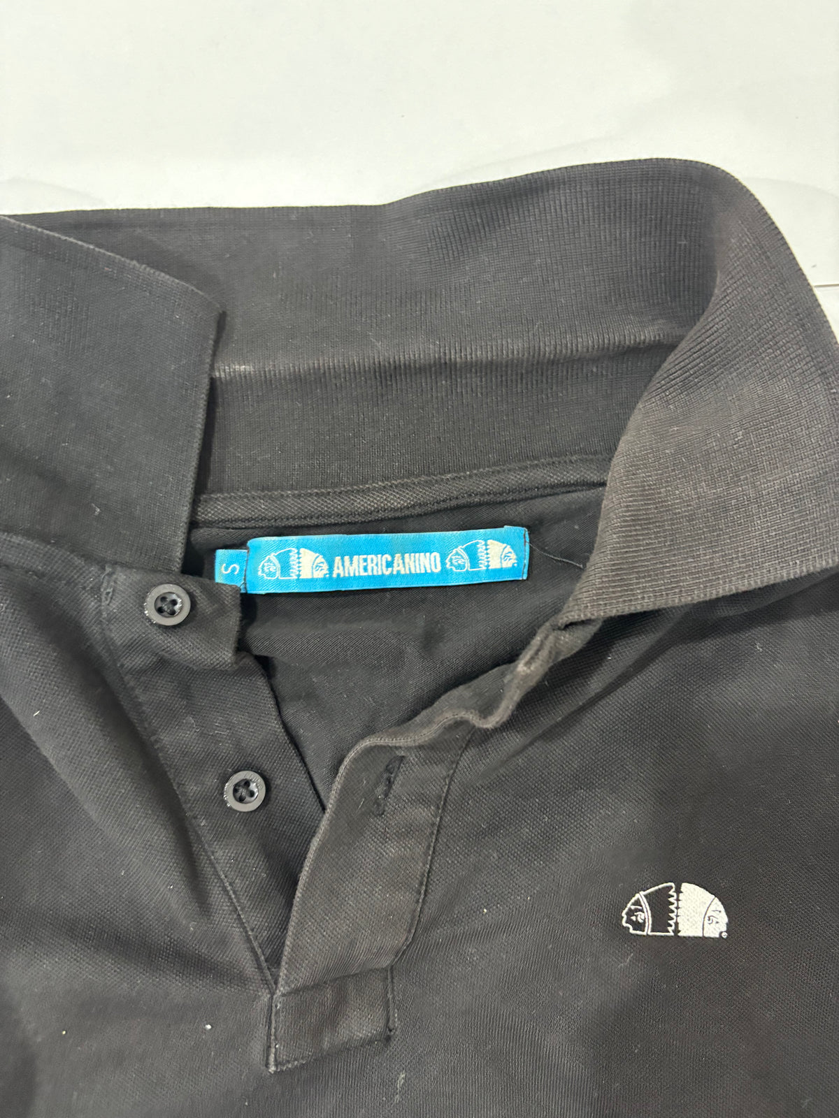 Americanino Men’s Black T-Shirt Polo Classic Fit Preowned Size S