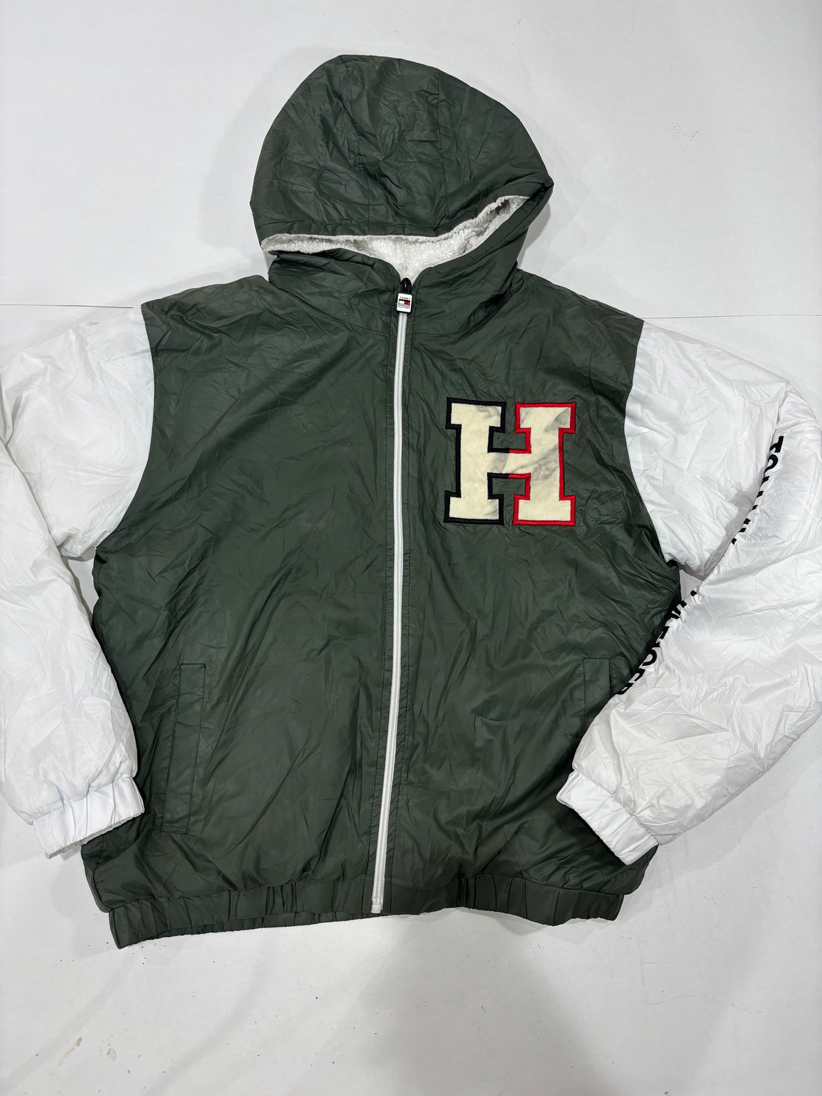 Tommy Hilfiger Men’s Green & White Hooded Jacket
