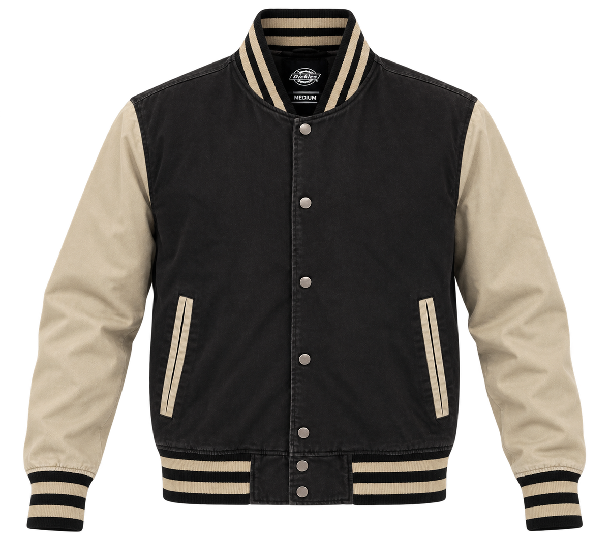 Dickies Mens Black Beige Varsity Jacket