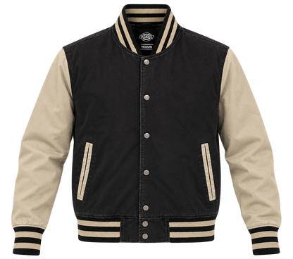 Dickies Mens Black Beige Varsity Jacket