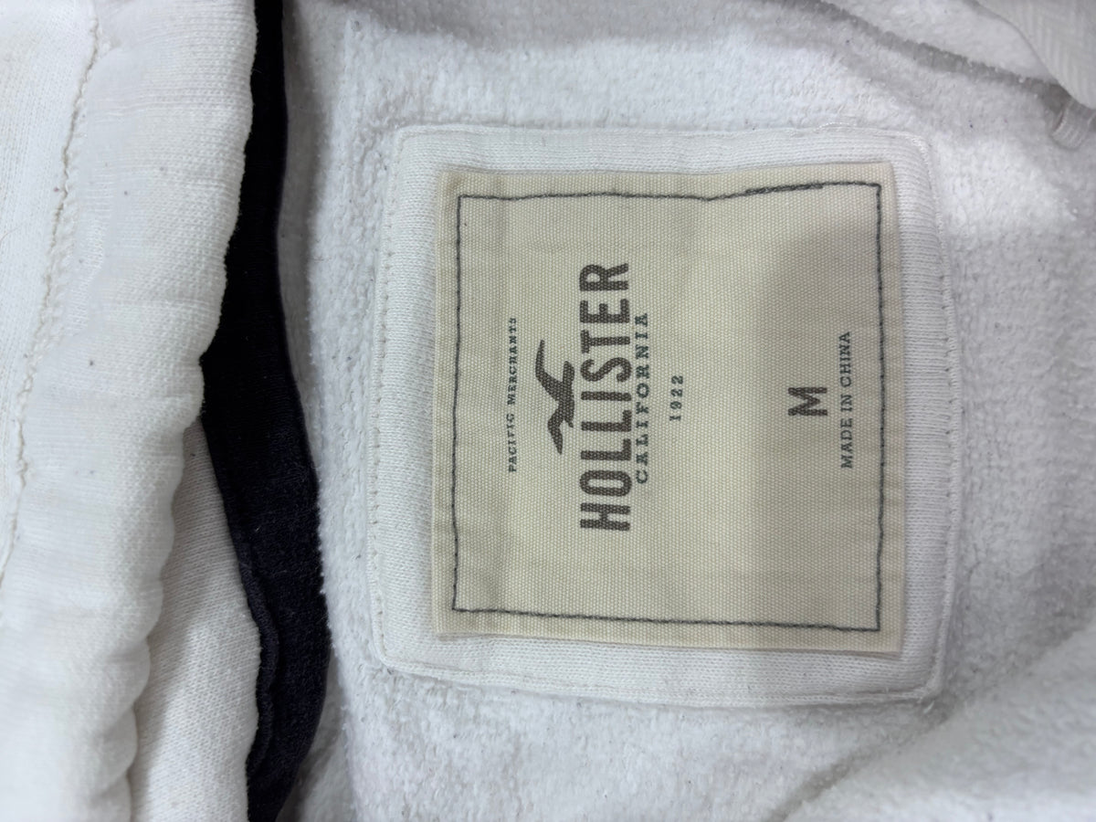 Hollister White Embroidered Full-Zip Hoodie - Thriftly