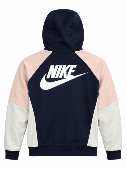 Nike Women’s Navy & Pink Zip-Up Hoodie - Thriftly