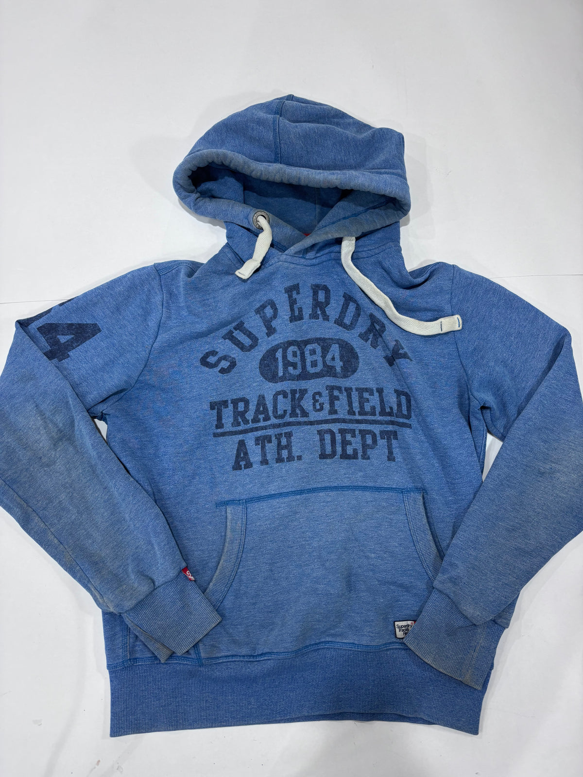 Superdry Blue Track & Field Faded Hoodie - Thriftly