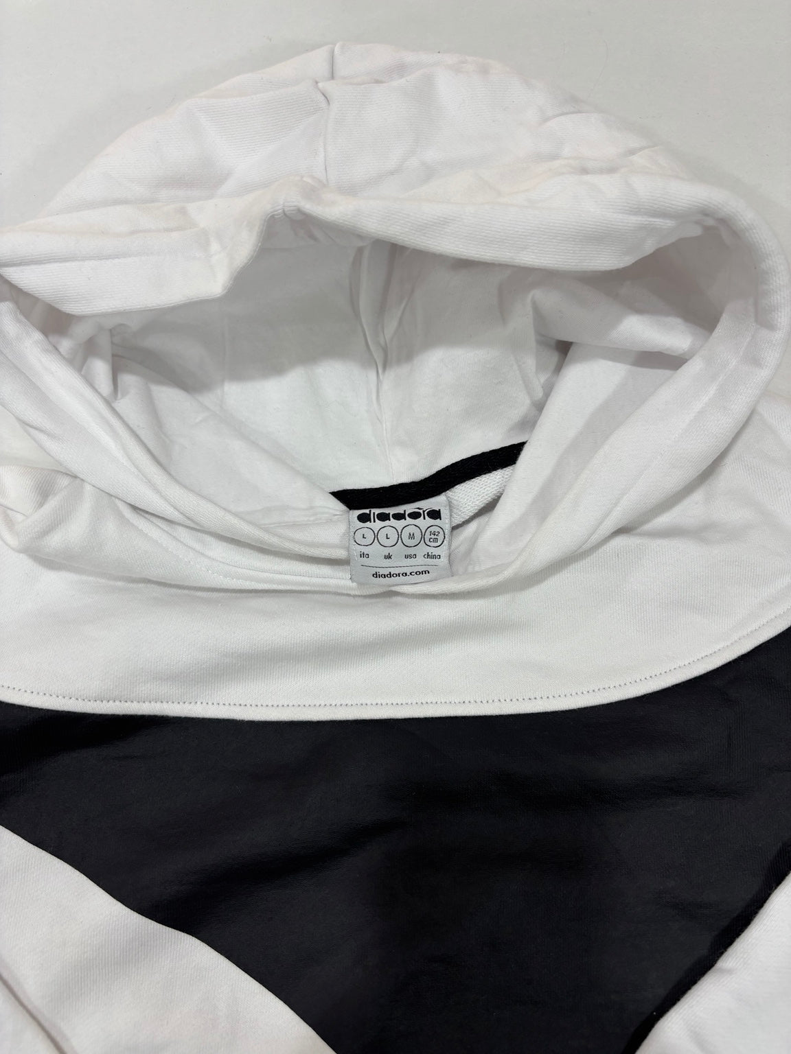 Diadora White & Black Vintage Hooded Sweatshirt
