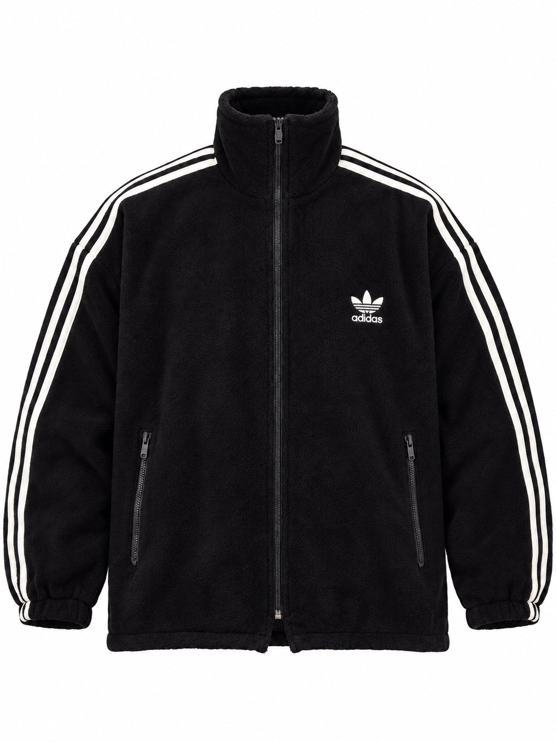 adidas Black Vintage Fleece Full-Zip Jacket
