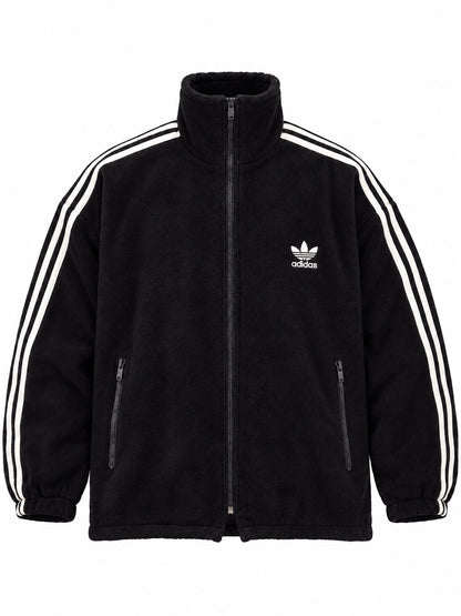 adidas Black Vintage Fleece Full-Zip Jacket