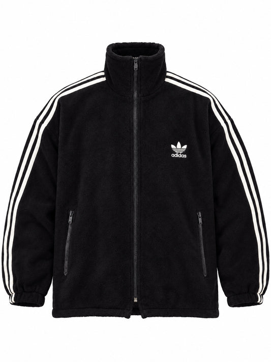adidas Black Vintage Fleece Full-Zip Jacket
