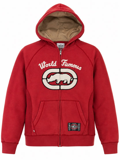 Ecko Unltd. Red World Famous Vintage Zip Hoodie